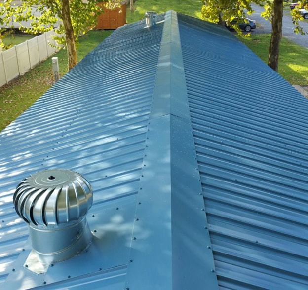 Blue Mobile Home Roof
